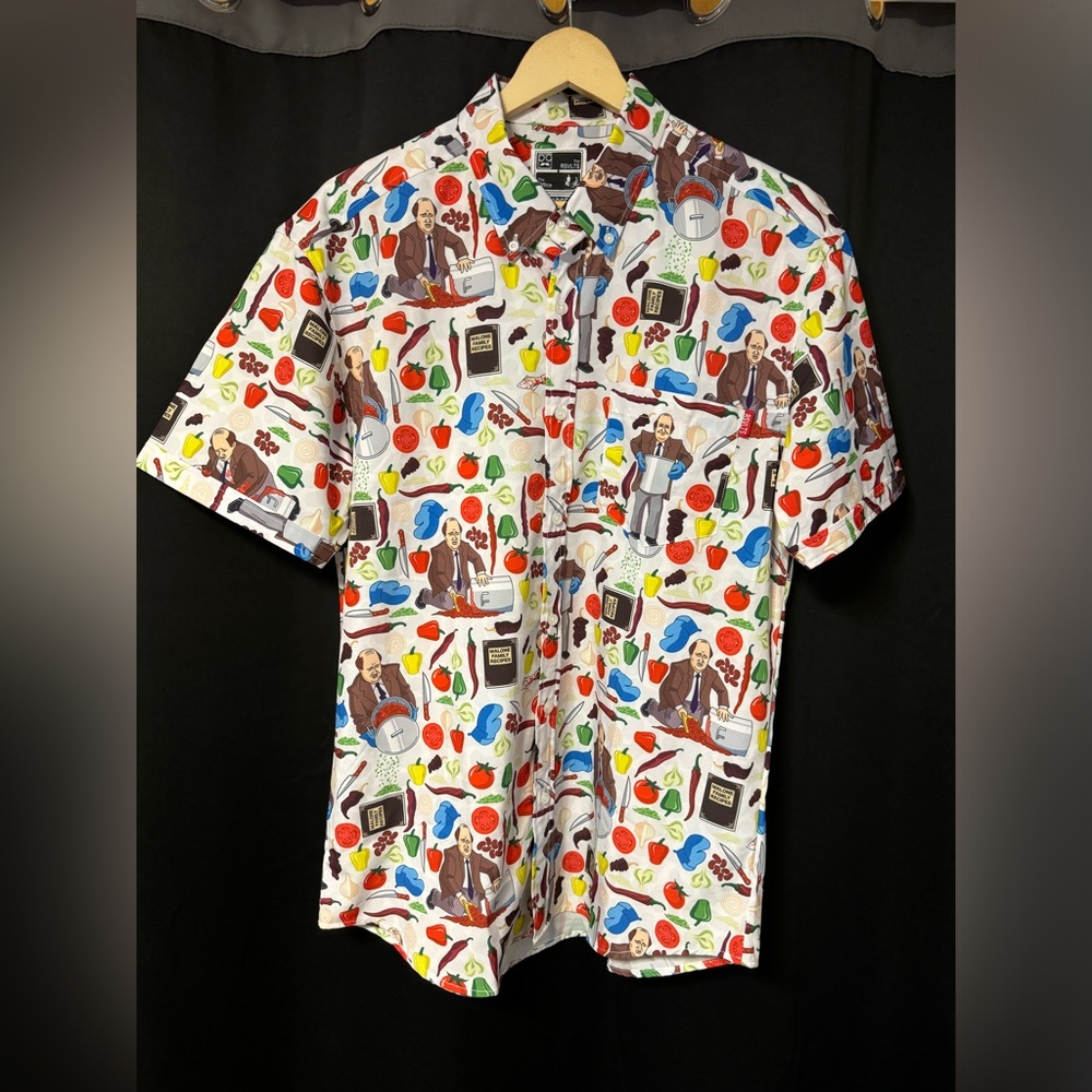RSVLTS The Office Shirt Mens Kevin Malone Chili Large L Short Sleeve Button